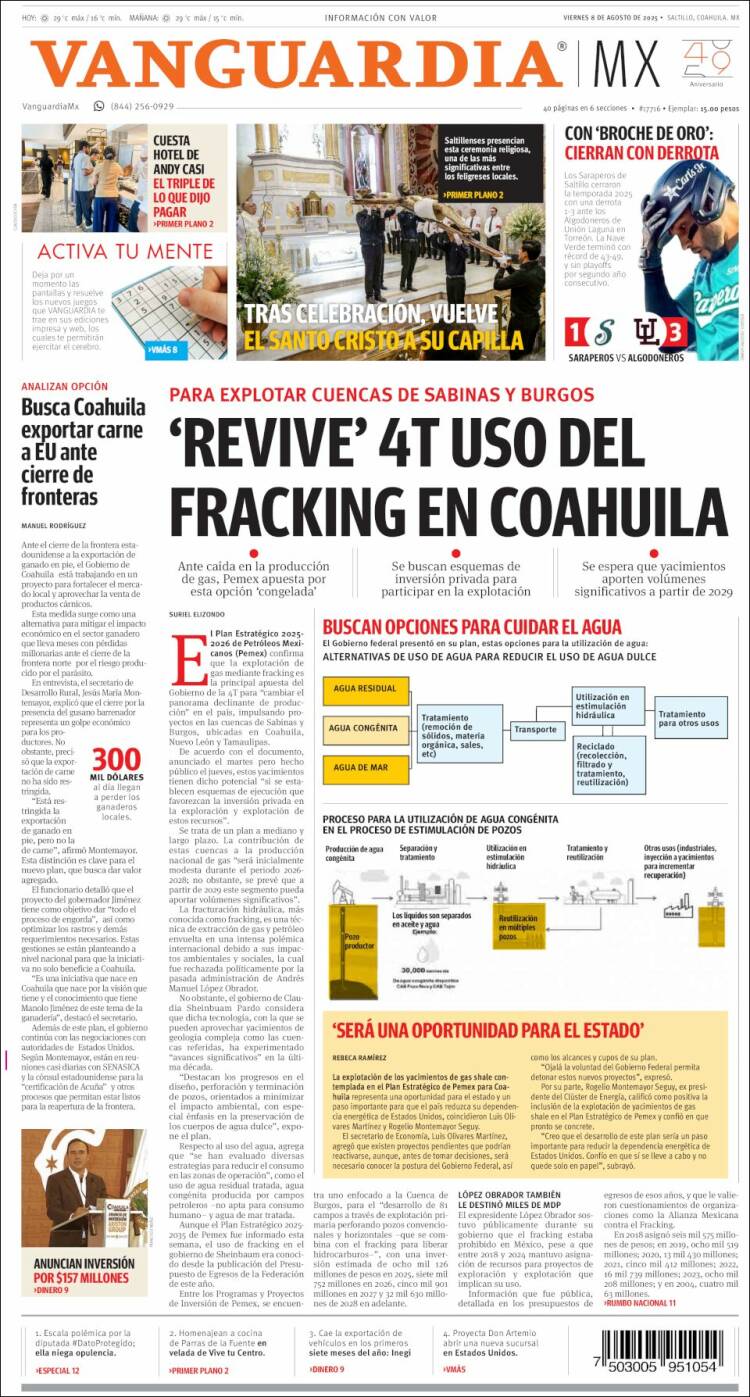 Portada de Vanguardia (Mexique)