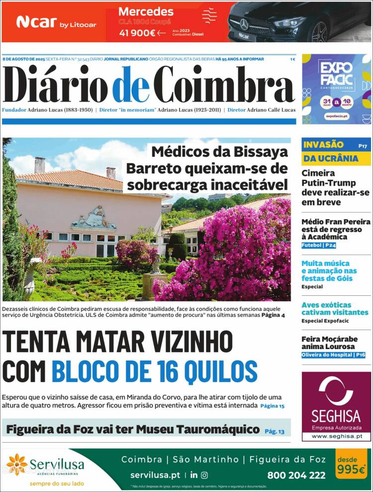 Portada de Diário de Coimbra (Portugal)