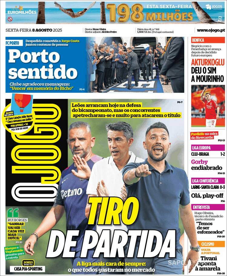 Portada de O Jogo (Portugal)