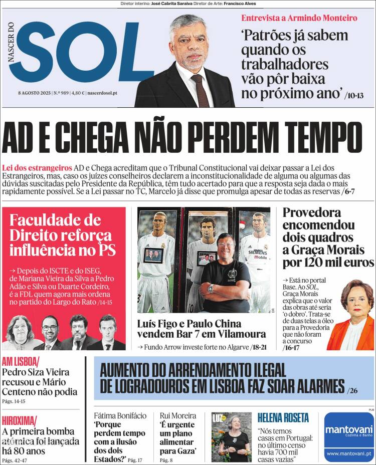Portada de Jornal Sol (Portugal)