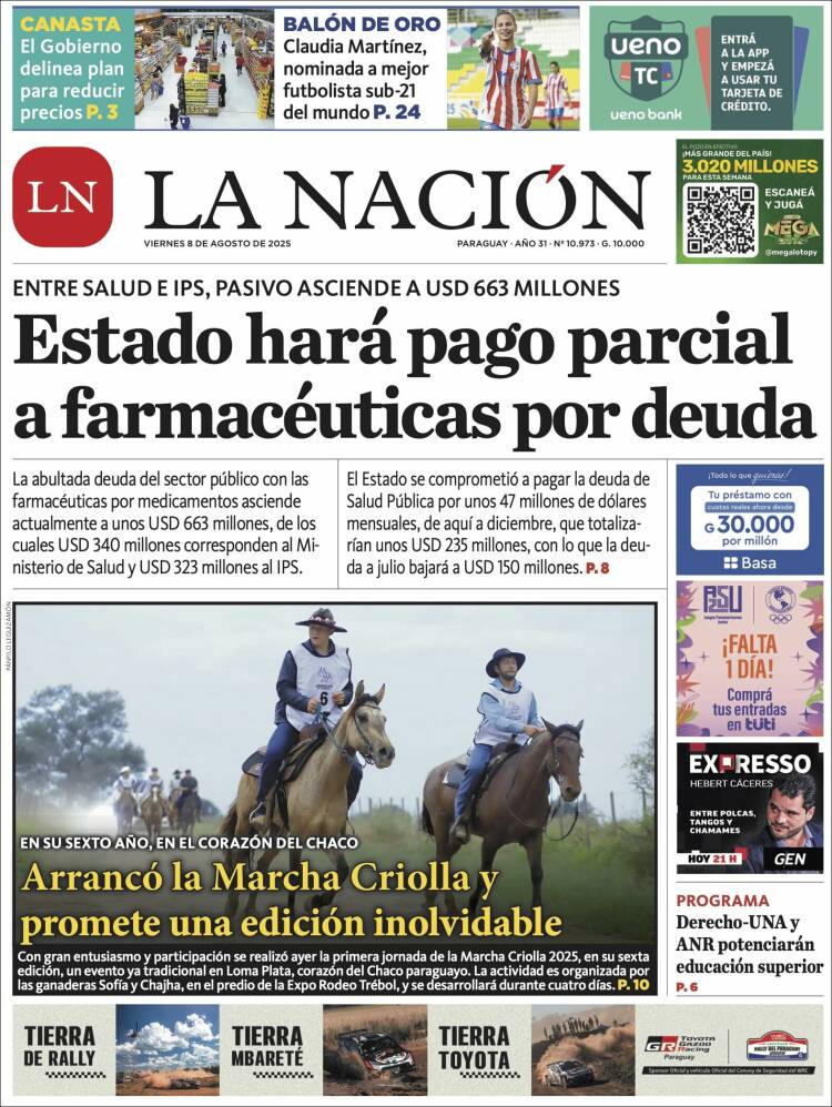 Portada de La Nación (Paraguay)