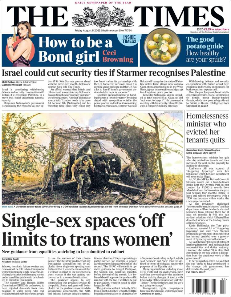 Portada de The Times (Reino Unido)