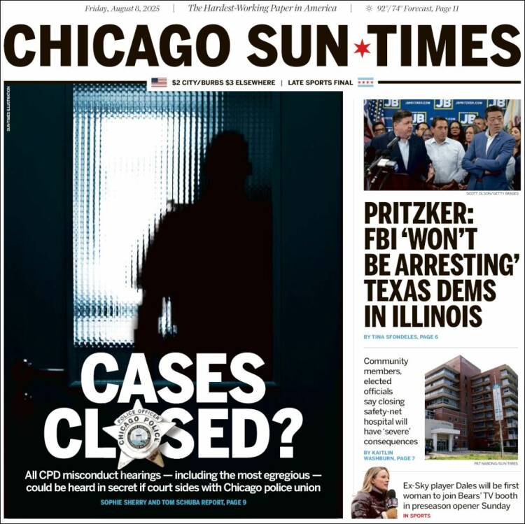 Portada de Chicago Sun-Times (USA)