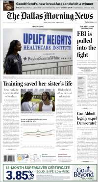 Portada de Dallas Morning News (USA)