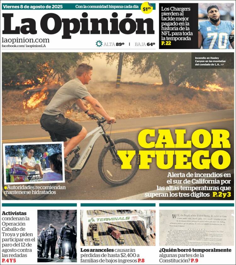 Portada de La Opinión (USA)