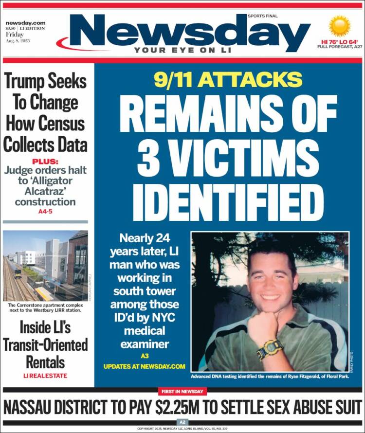 Portada de Newsday (USA)