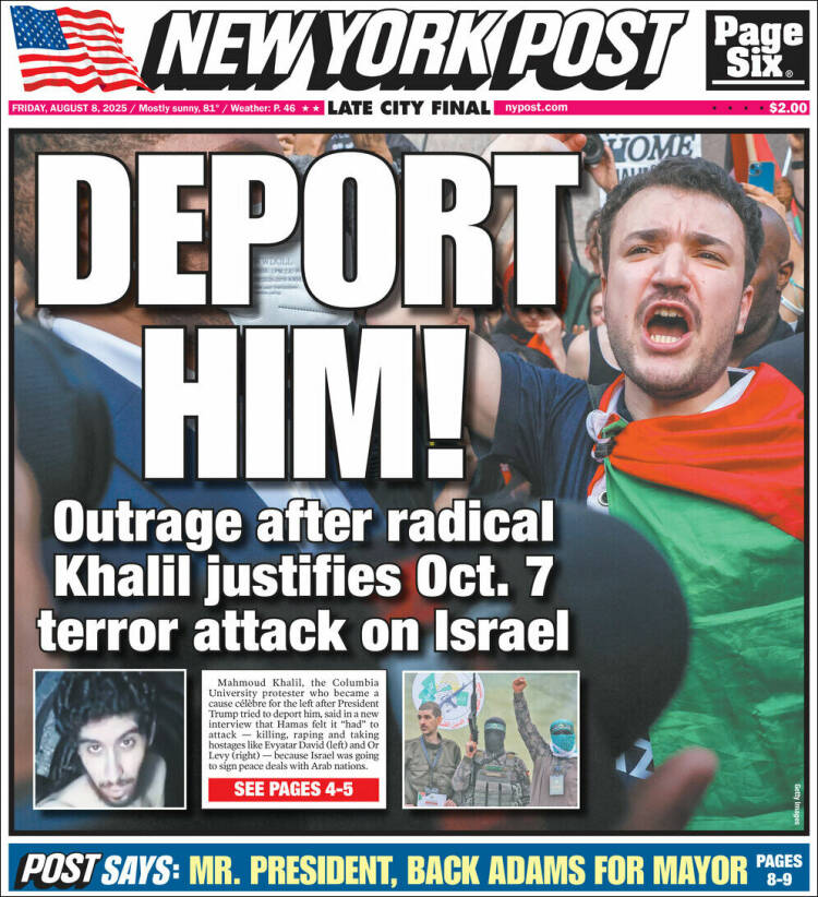 Portada de New York Post (USA)