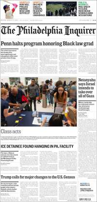 Portada de Philadelphia Inquirer (USA)