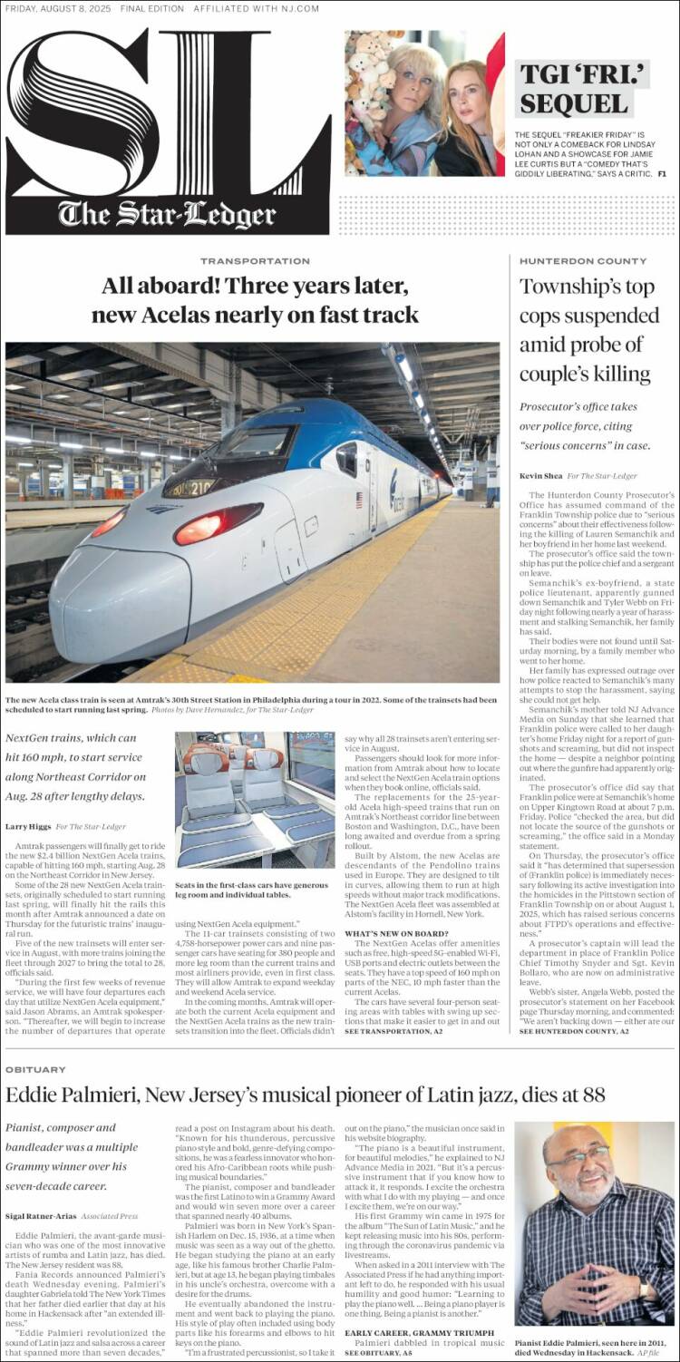 Portada de Star-Ledger (États-Unis)