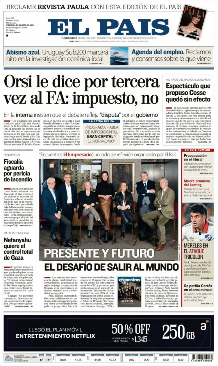 Portada de El País (Uruguay)