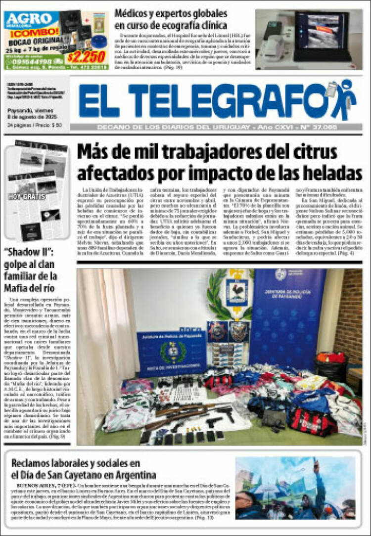 Portada de El Telégrafo (Uruguay)