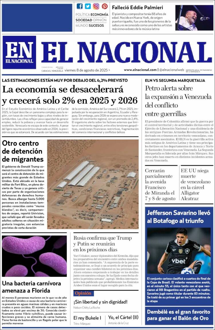 Portada de El Nacional (Venezuela)