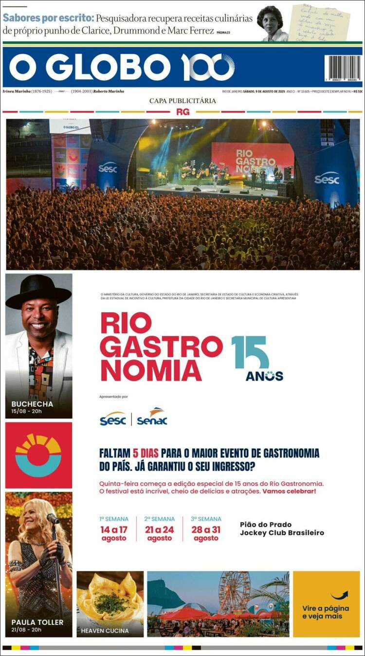 Portada de O Globo (Brasil)