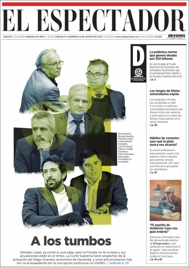 Portada de El Espectador (Colombia)