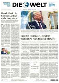 Portada de Die Welt (Germany)