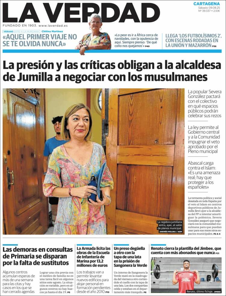 Portada de La Verdad de Cartagena (Spain)