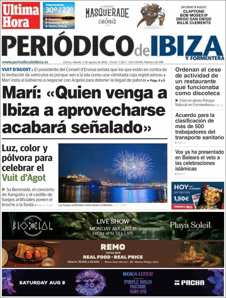 Portada de Periódico de Ibiza (Spain)