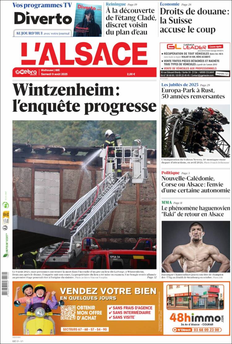 Portada de Journal L'Alsace (France)