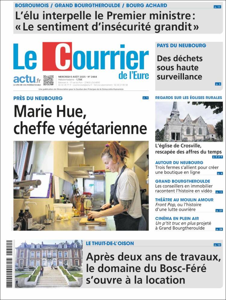 Portada de Le Courrier de l'Ouest (Francia)