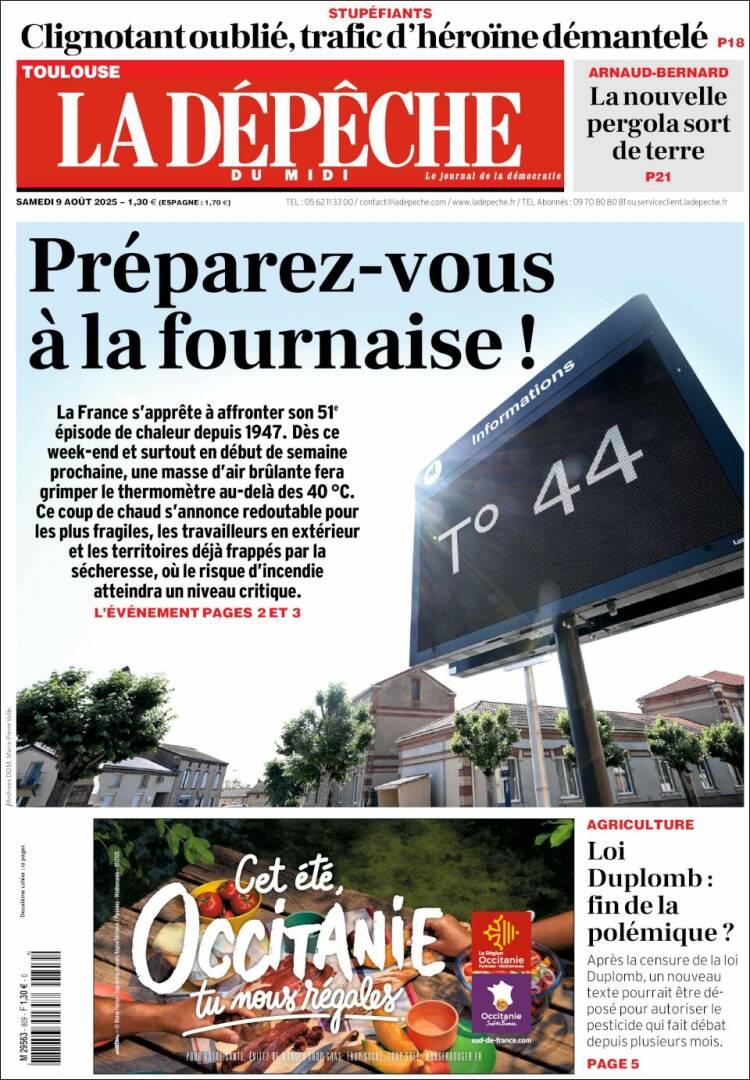 Portada de La Dépêche du Midi (France)