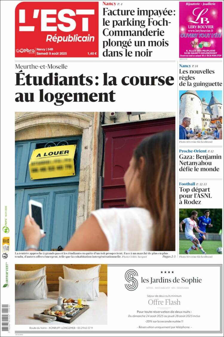 Portada de L'Est Republicain (France)