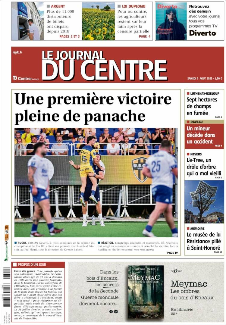 Portada de Le Journal du Centre (Francia)