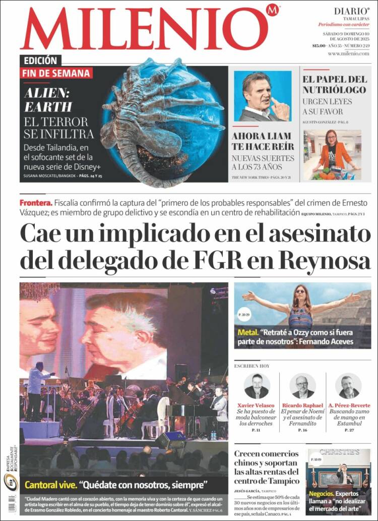 Portada de Milenio - Tamaulipas (México)