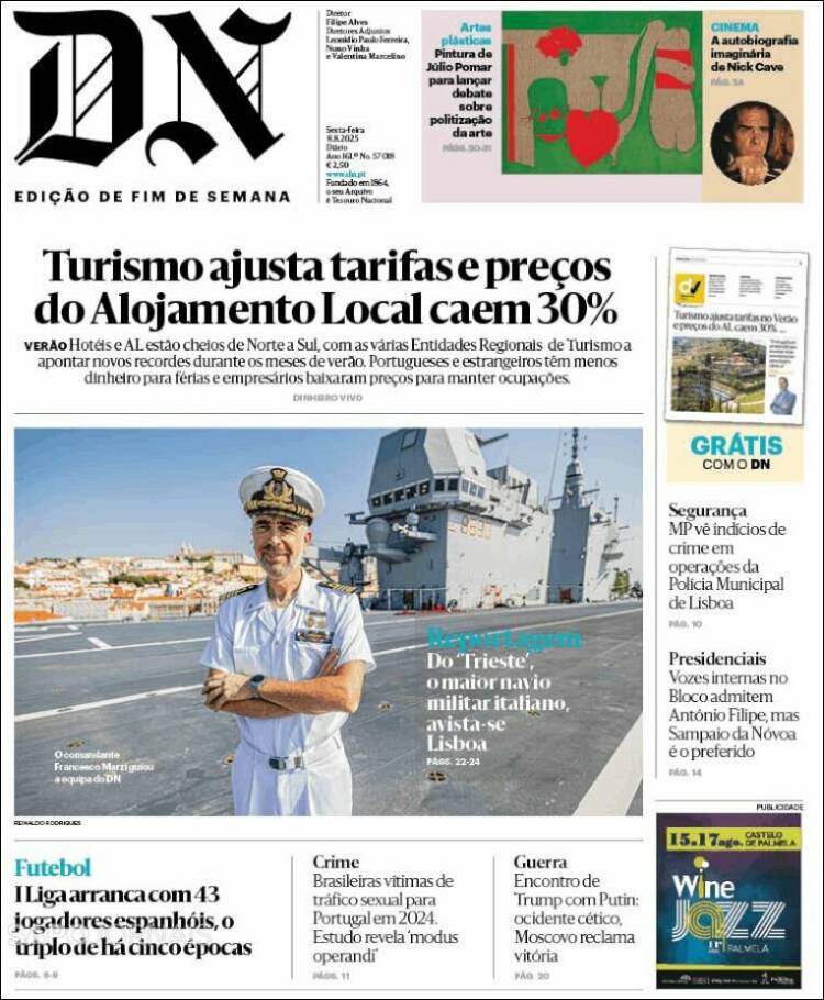 Portada de Diário de Noticias (Portugal)