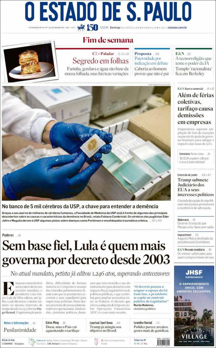 Portada de O Estado de São Paulo (Brasil)