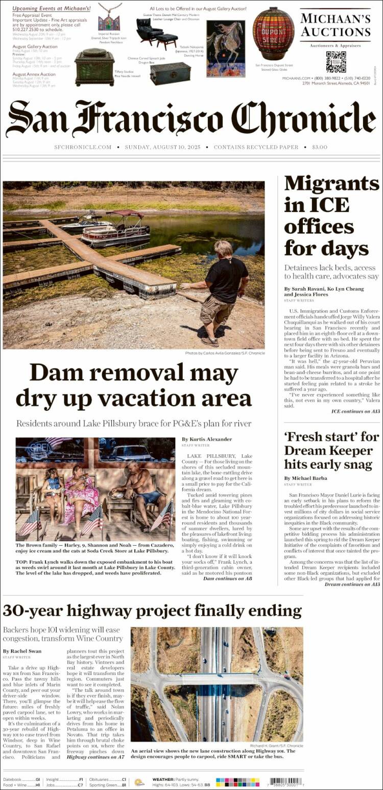 Portada de San Francisco Chronicle (USA)