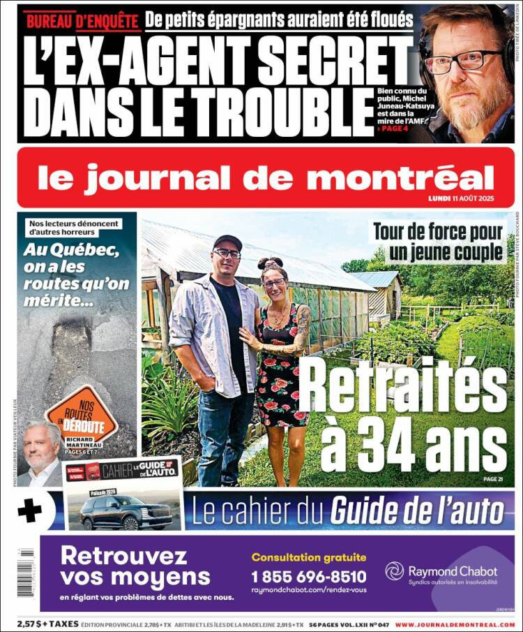 Portada de Le Journal de Montréal (Canadá)