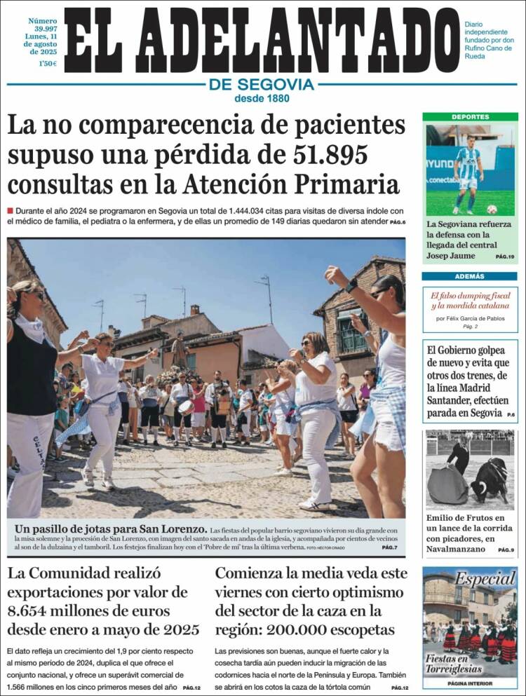 Portada de El Adelantado de Segovia (España)