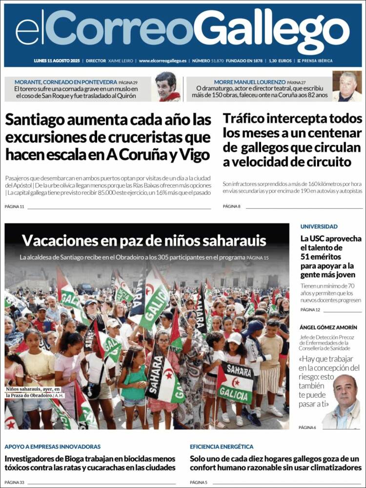 Portada de El Correo Gallego (España)