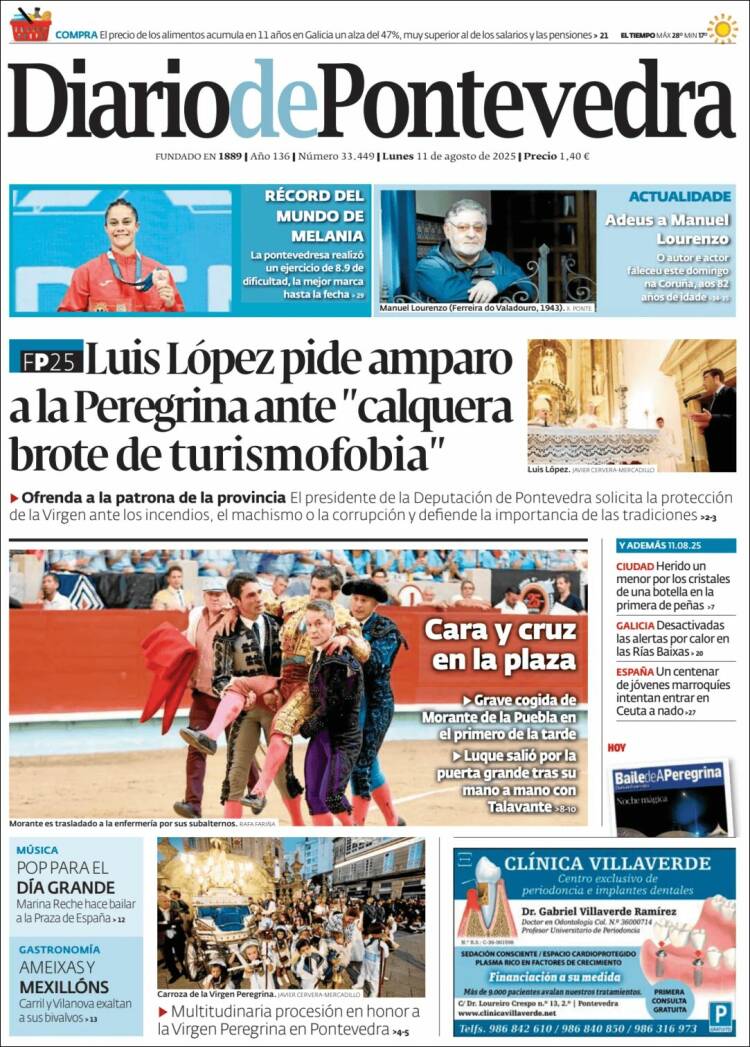 Portada de Diario de Pontevedra (España)