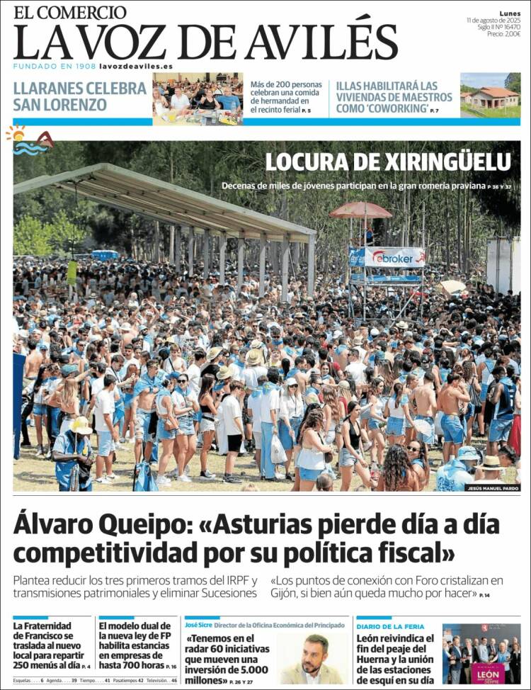 Portada de El Comercio - Avilés (España)