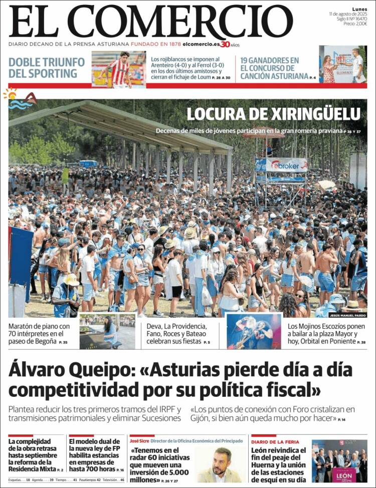 Portada de El Comercio - Gijón (España)