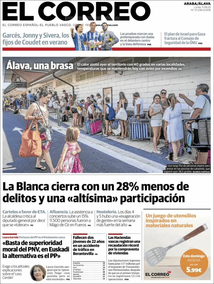Portada de El Correo - Álava (España)