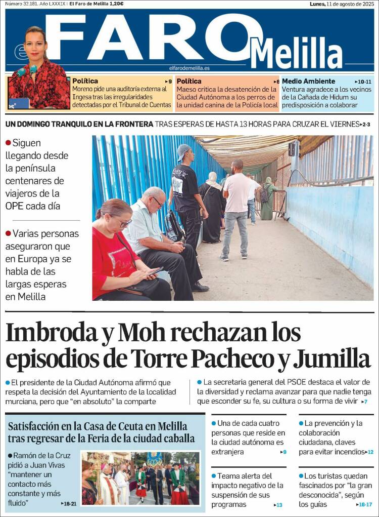 Portada de El Faro de Melilla (España)