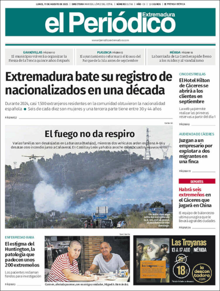 Portada de El Periódico de Extremadura (España)
