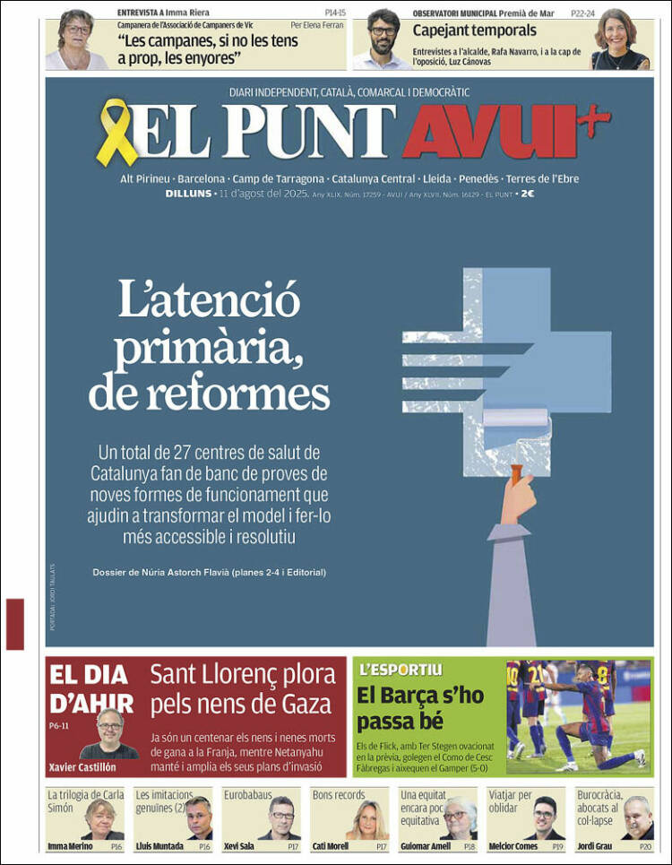 Portada de El Punt Avui (España)