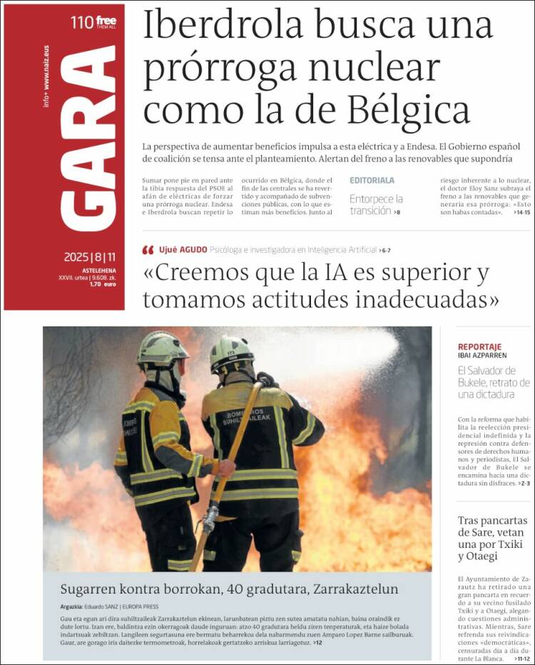 Portada de Gara (España)