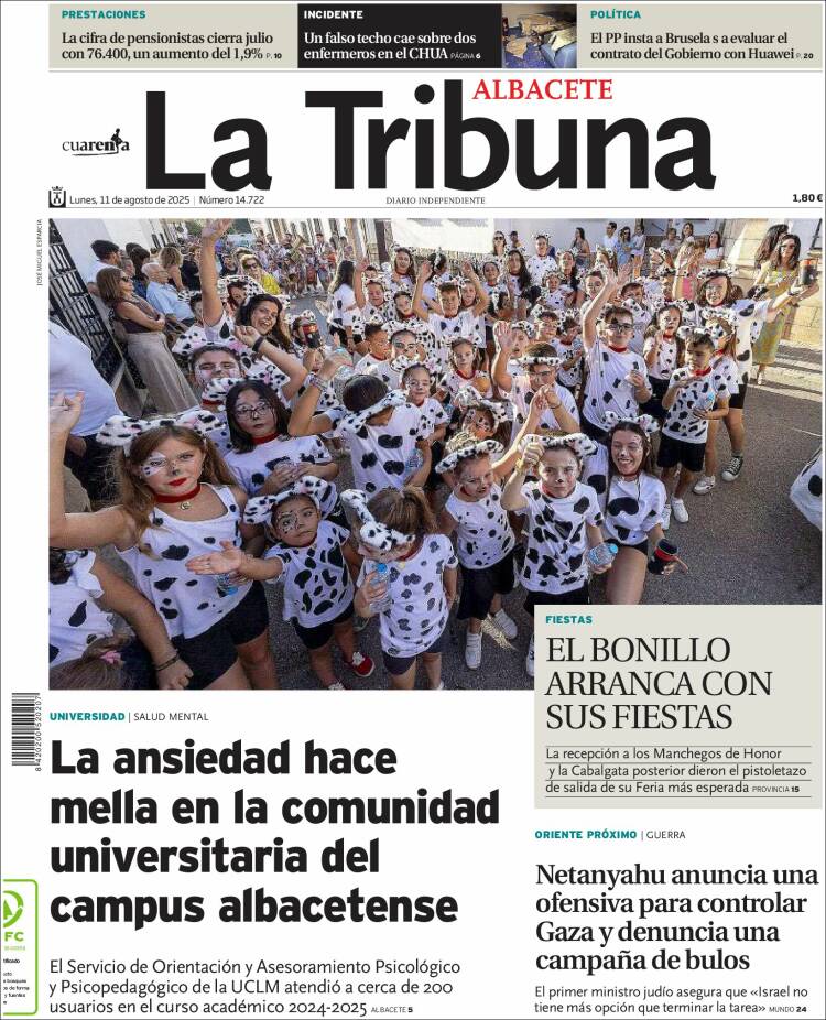 Portada de La Tribuna de Albacete (España)