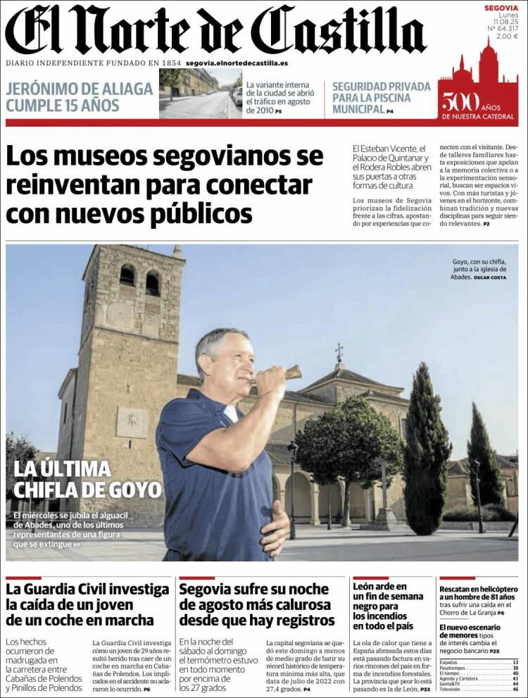 Portada de Norte de Castilla - Segovia (España)