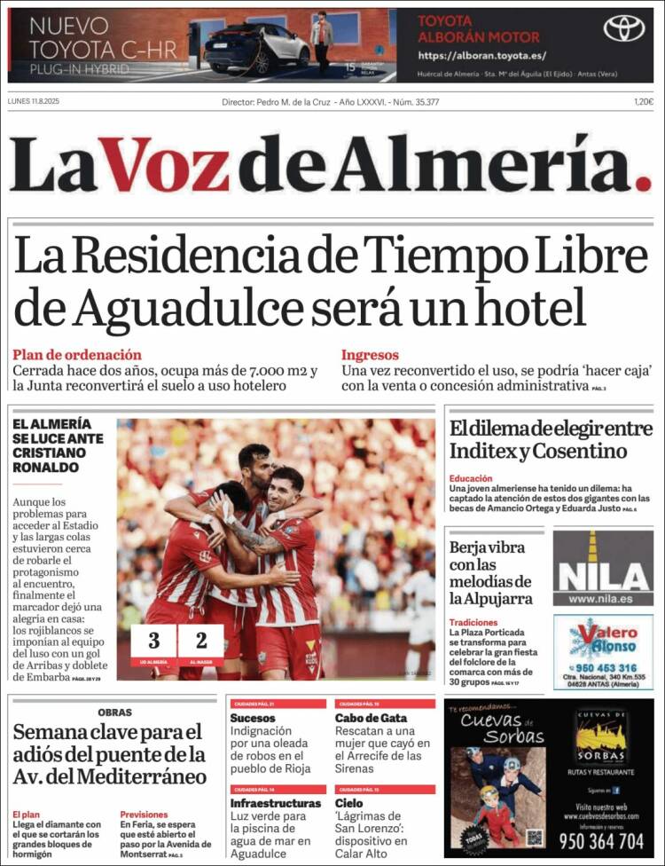 Portada de La Voz de Almería (España)