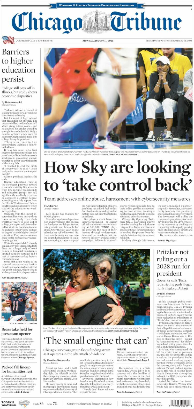 Portada de Chicago Tribune (USA)