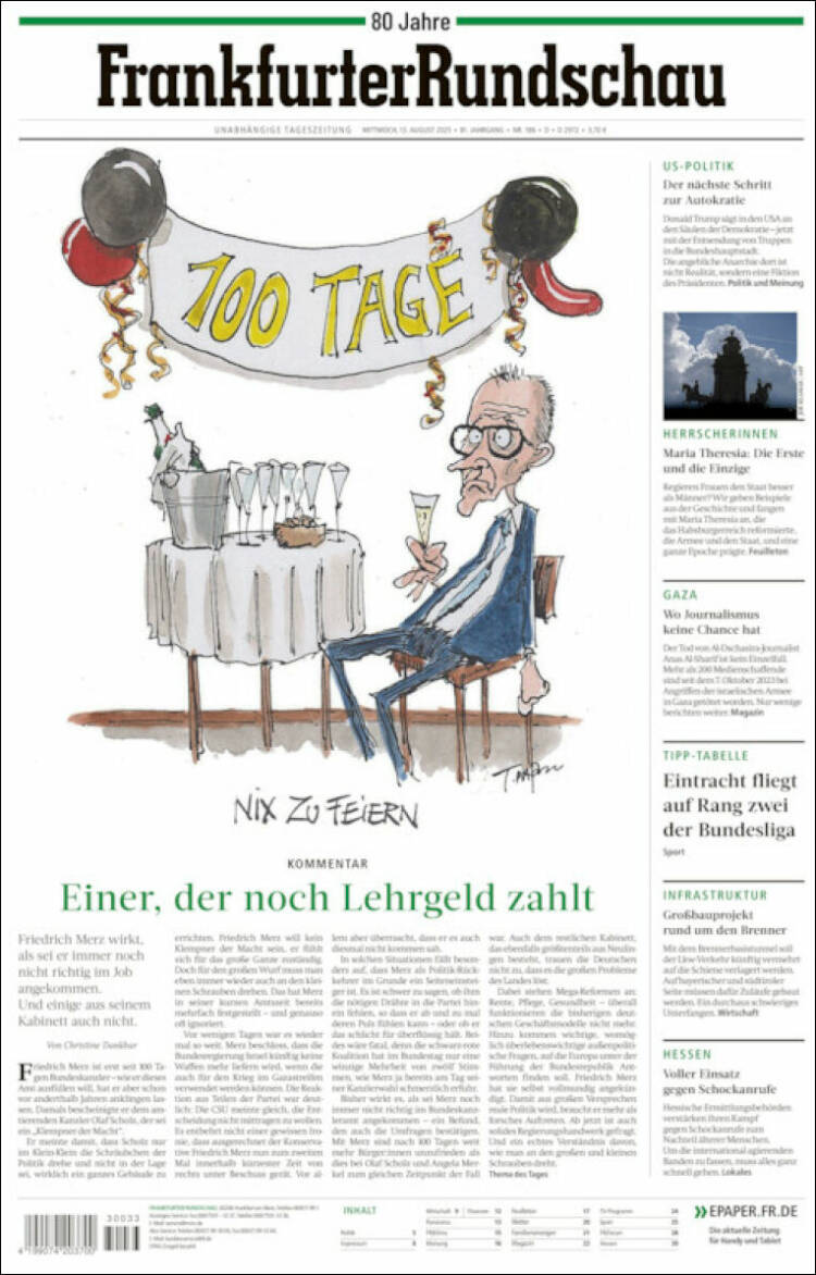 Portada de Frankfurter Rundschau (Germany)