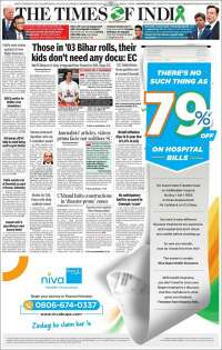 Portada de The Times of India (India)