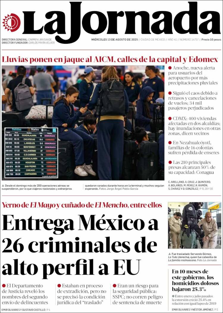 Portada de La Jornada (México)