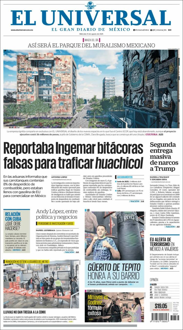 Portada de El Universal (México)