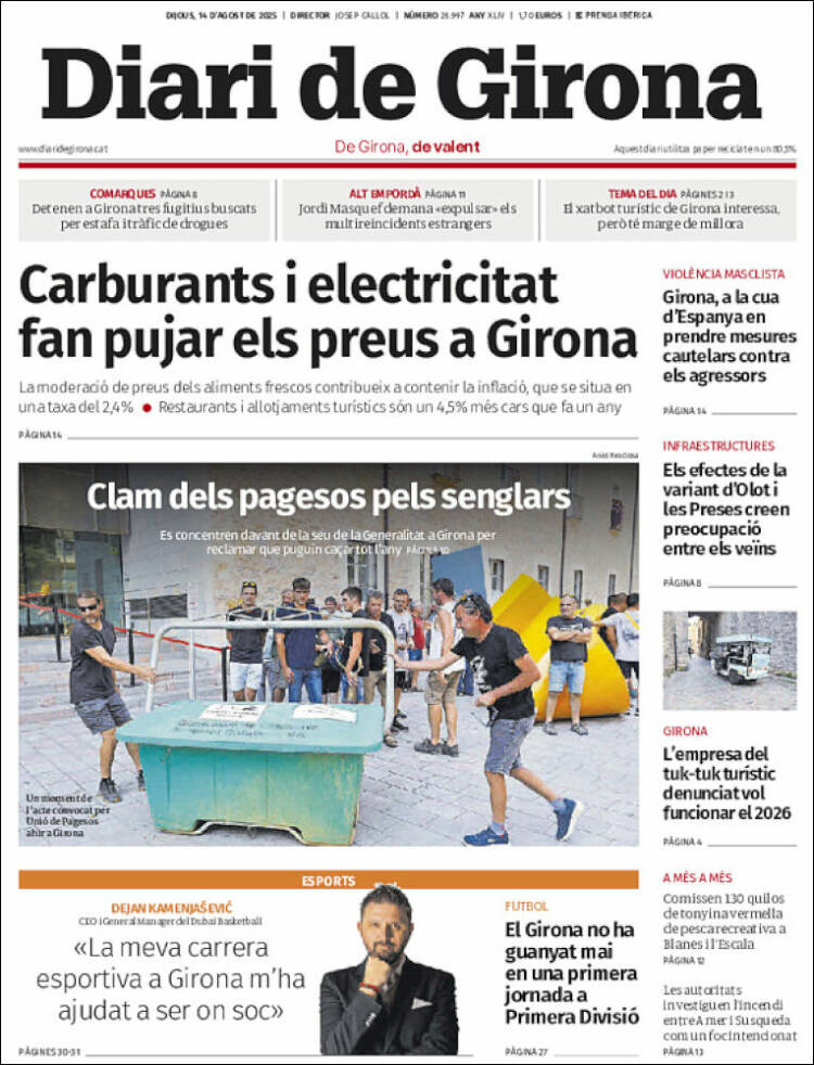 Portada de Diari de Girona (España)